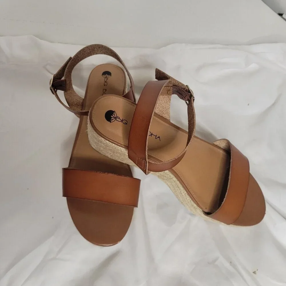 BIG BUDDHA Espadrilles Wedge Sandals 10 Summer Coastal Beach Strappy Sexy Outdoo